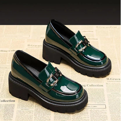 Chunky Heel Loafer Shoes