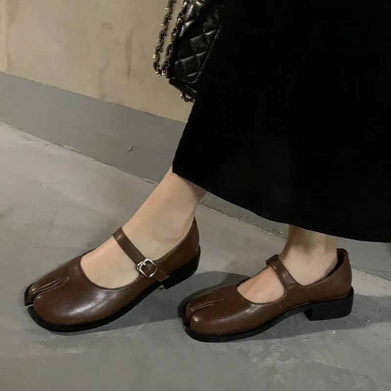 Split Toe True Leather Mary Janes