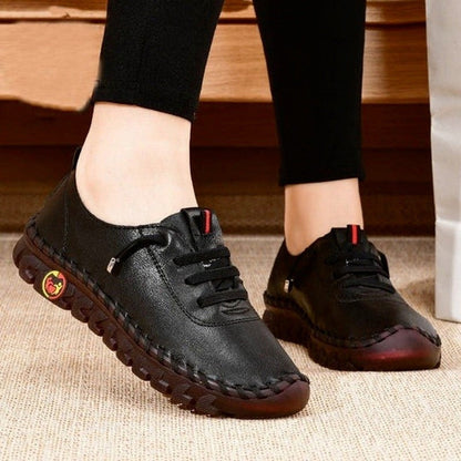 Women's leather soft bottom orthopaedic flat shoes
