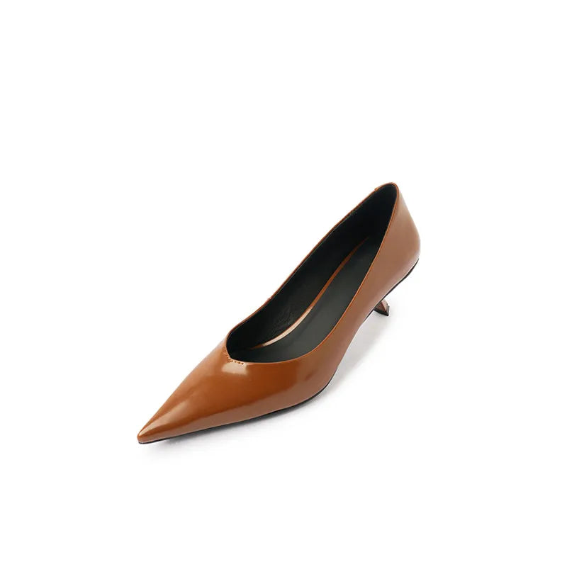 High Quality Leather Elegant Pointed High Heel Pumps