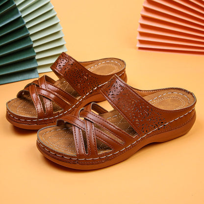 Women's wedge heel hollow design platform shoes