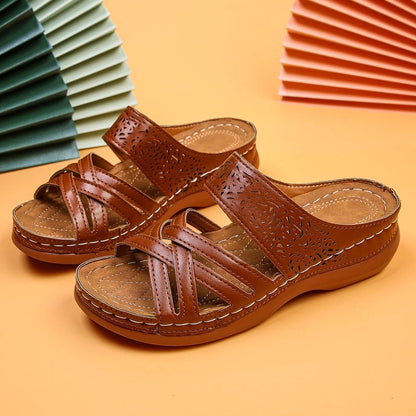 Women's wedge heel hollow design platform shoes