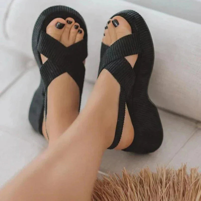 Sandals with cross strap