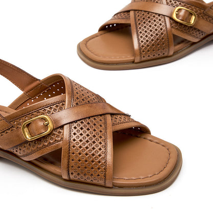 Woven flat sandals for women
