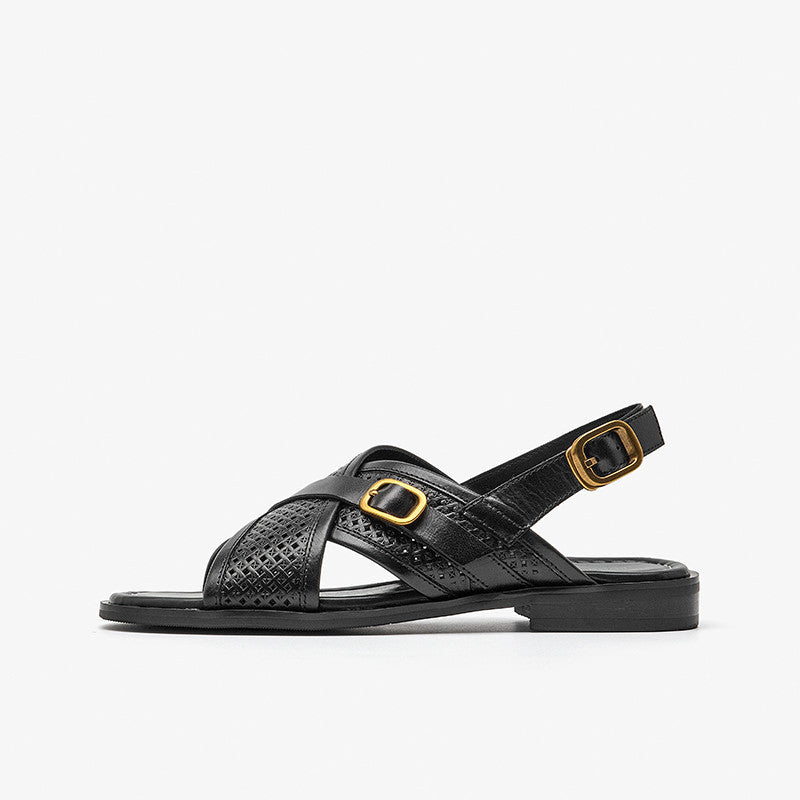 Woven flat sandals for women