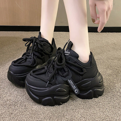 Large platform shoes with lace-up closure