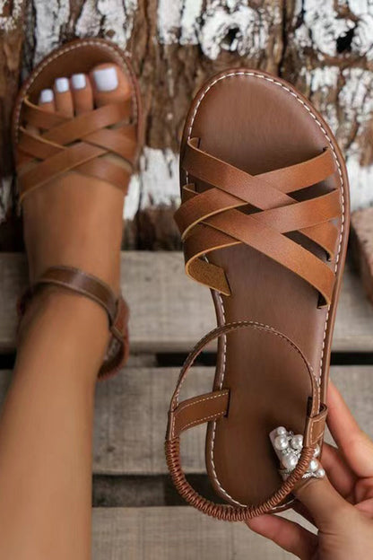 Women's Flat Sandals Pearl Tassel Gladiator Sandals