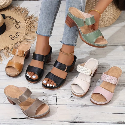 Faux Leather Block heel Sandals