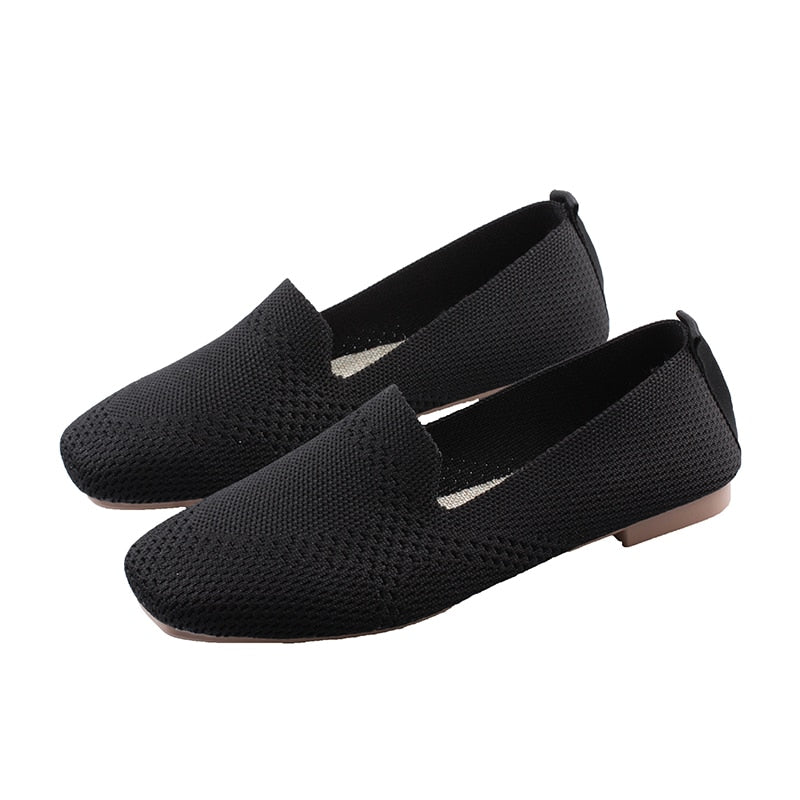 Stretch Fabric Rubber Sole Loafers
