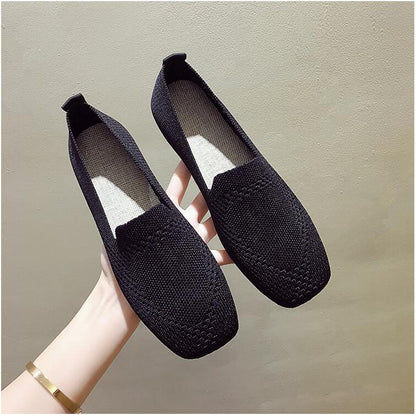 Stretch Fabric Rubber Sole Loafers
