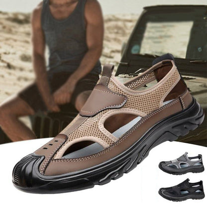 Men's mesh leather sandals