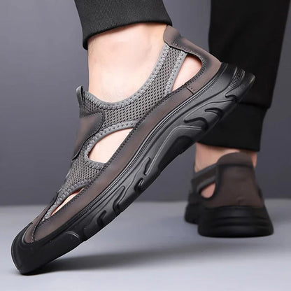 Men's mesh leather sandals