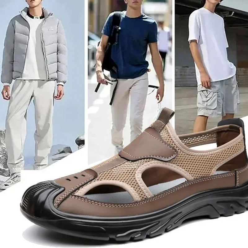 Men's mesh leather sandals