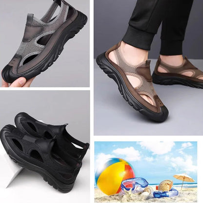 Men's mesh leather sandals