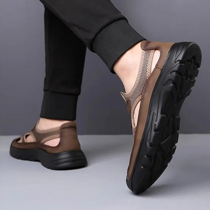 Men's mesh leather sandals