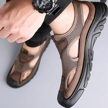 Men's mesh leather sandals