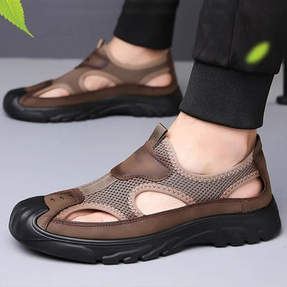 Men's mesh leather sandals