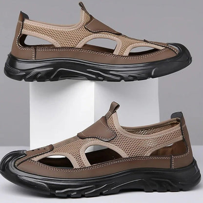 Men's mesh leather sandals