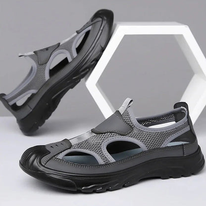 Men's mesh leather sandals